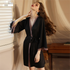 Womens Satin Lace Belted Long Sleeve Midi Robe