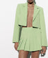 Mint Green Crop Blazer And Mini Skirt Suit Set