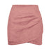 Suede Asymmetric Ruched Mini Skirt for Women