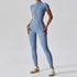 Short Sleeve Half Zip Jumpsuit