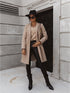 Elegant Mid Length Woolen Coat Button Collar Women