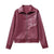Burgundy Red Faux Leather Bomber Jacket