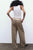 Taupe Satin Waistband Casual Trousers