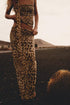 Leopard Print Mesh Scarf Top And Skirt Set