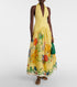 Halter Neck Plunge Linen Look Beach Dress