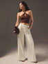 Apricot High Waist Wide Leg Trousers Drape