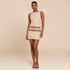 Beige Sleeveless Double Belted Mini Dress