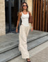 Cotton Wide Leg Trousers With Pockets