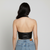 Black Faux Leather Lace Up Crop Top