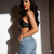 Black Faux Leather Strappy Bow Crop Top Bralette