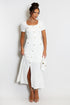 Classic Square Neck Maxi Dress With Button Detail