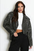 Faux Leather Belted Biker Jacket