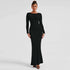Long Sleeve Backless Tie Maxi Dress