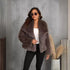 Womens Solid Colour Faux Fur Coat