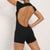 Short Sleeved Cut Out Back Gym Playsuit