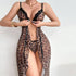 Womens Leopard Lace See-Through Maxi Nightdress Set