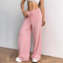 Drawstring Striped Straight Leg Trousers