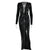 Metallic Coated Fabric Dress Sexy Glossy V neck Long Sleeve Stitching Ruffle Hip Leather Dress