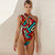 One Shoulder Multi Print Swimsuit