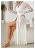 Womens Mesh Lace Belted Nightgown Robe Sexy Lingerie