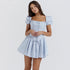 Puff Sleeve Square Neck Corset Ruffle Mini Dress