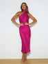 Satin Backless Side Split  Evening Dress