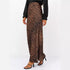 Satin Leopard Print High Waist Maxi Skirt for Women