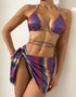 Gradient Lace Up Bikini Three Piece Set