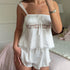 Womens Lace Trim Cami Vest Shorts Pyjama Set