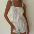 Womens Cotton Embroidered Cami Vest Shorts PJ Set