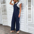Blue Straight-Leg Suspender Wide Leg Pants Women