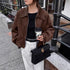 Brown Suede Shacket Zip Top Jacket for Women