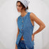 Slim Fit Button Denim Vest