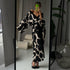 Womens Animal Print Belted 3/4 Sleeve Maxi Robe