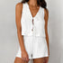 White Tie Front Vest And Short Set