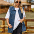 Trendy Sleeveless Denim Waistcoat Vest Women