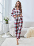 Womens Viscose Check Long Sleeve Pyjama Set