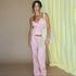 Womens Cotton Embroidered Ruffle Cami Trousers Lounge Set
