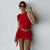 Red Ruffle Mini Skirt And Crop Top Co Ord Set