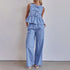 Wide Leg Trousers Striped Vest Two-Piece