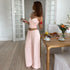 Wide Leg Trousers Pink Sling Two-Piece