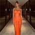 Orange Twist Lace Strapless Maxi Dress