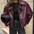 Locomotive Faux Leather Jacket for Women Baggy Fit