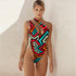 One Shoulder Multi Print Swimsuit