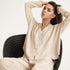 Womens Cotton V-Neck Loose Long Sleeve Pyjama Set