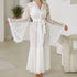 Womens Mesh Lace Belted Nightgown Robe Outerwear