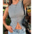 Women's Plain Button Front Ribbed Tank Top