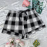 Plus Size Pyjama Plaid Check Viscose Drawstring Lounge Shorts
