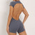 Short Sleeved Cut Out Back Gym Playsuit