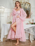 Womens Mesh Lace Babydoll Slip Nightdress & Robe Set